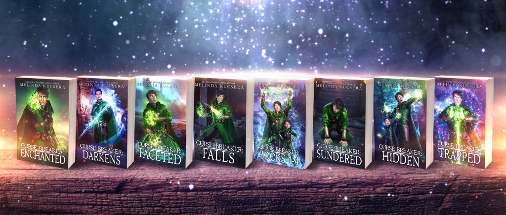 The Curse Breaker Series books in order: Curse Breaker Enchanted, Curse Breaker Darkens, Curse Breaker Faceted, Curse Breaker Falls, Curse Breaker: Books 1-4, Curse Breaker Sundered, and Curse Breaker Hidden, Curse Breaker Trapped. Eight books to rule them all until the ninth one comes out.